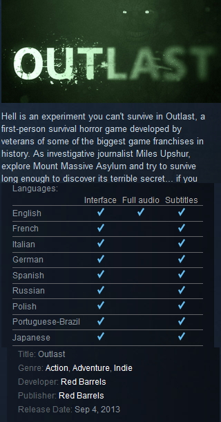 Outlast Steam - Click Image to Close